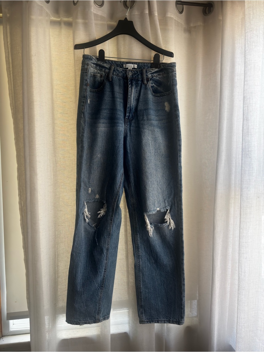 Dark Blue Distressed Boyfriend Jeans